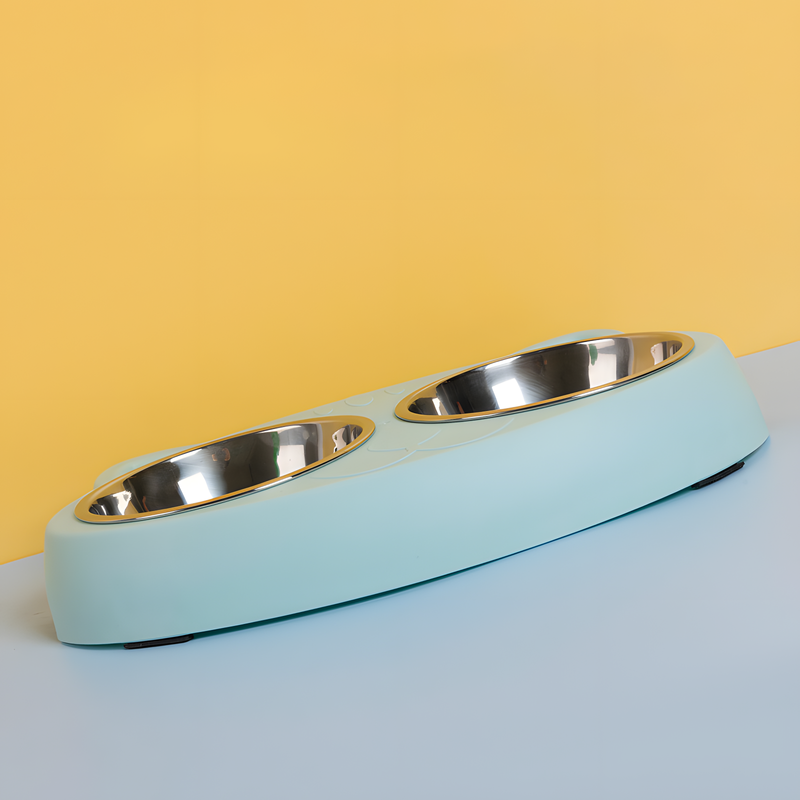 Dual Pet Feeding Bowls with Non-Slip Base and Raised Stand for Cats and Dogs