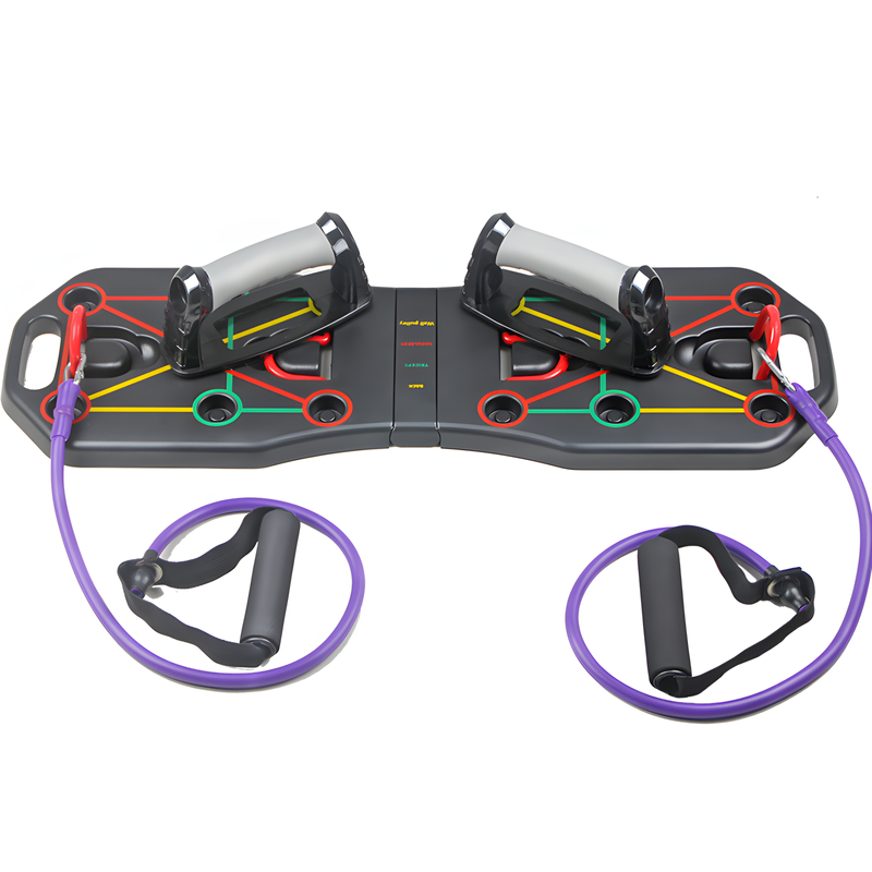 Color-Coded Push-up Board with Resistance Bands – Portable Upper Body Workout Equipment