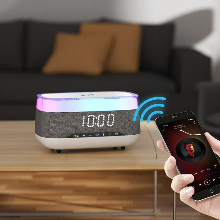 Multifunctional Alarm Clock with Bluetooth Speaker and Wireless Charging