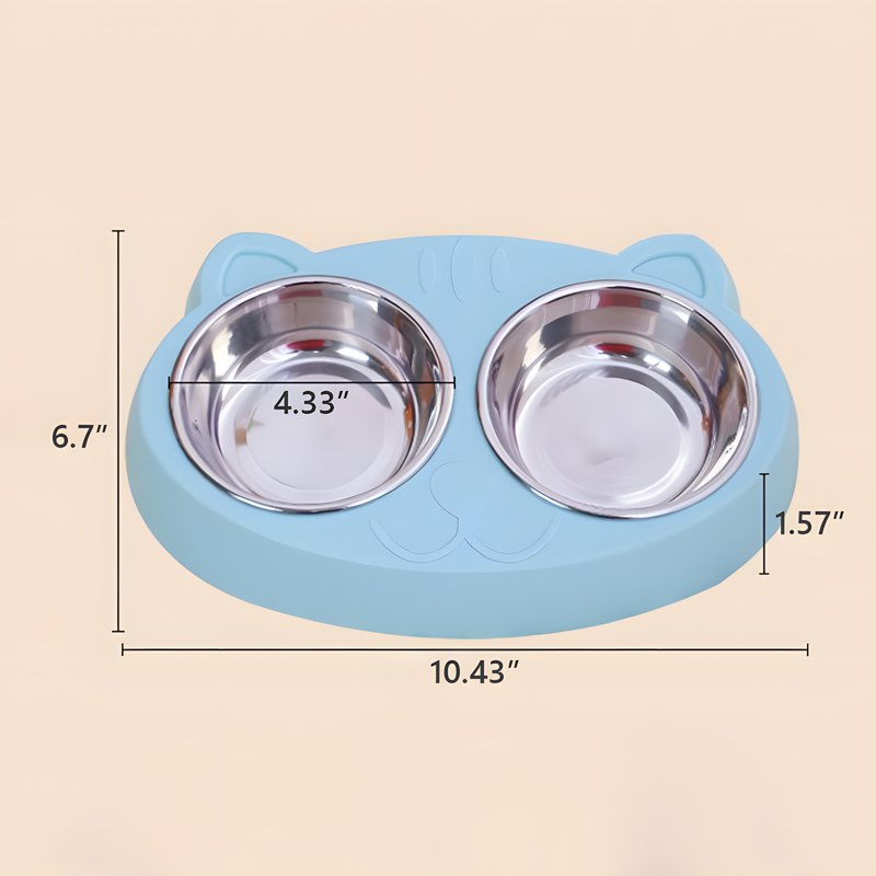 Dual Pet Feeding Bowls with Non-Slip Base and Raised Stand for Cats and Dogs