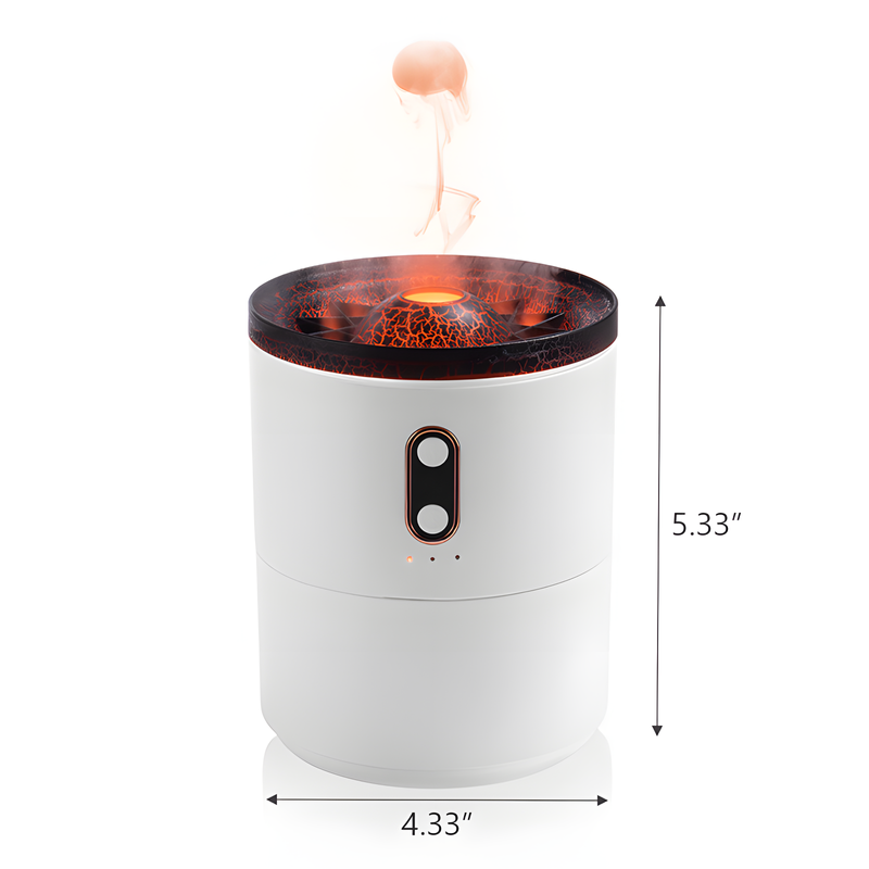 Volcanic Flame Aroma Essential Oil Diffuser with Jellyfish Smoke Effect